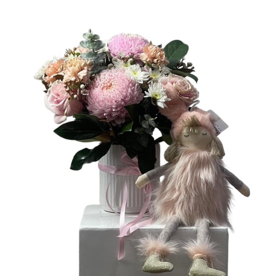 Baby Girl Flower Pot Arrangement & Ballarina Girl